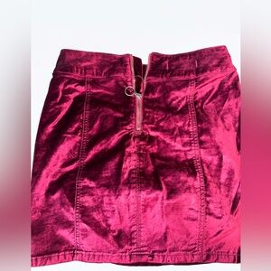 Free people size 28 velour red mini skirt